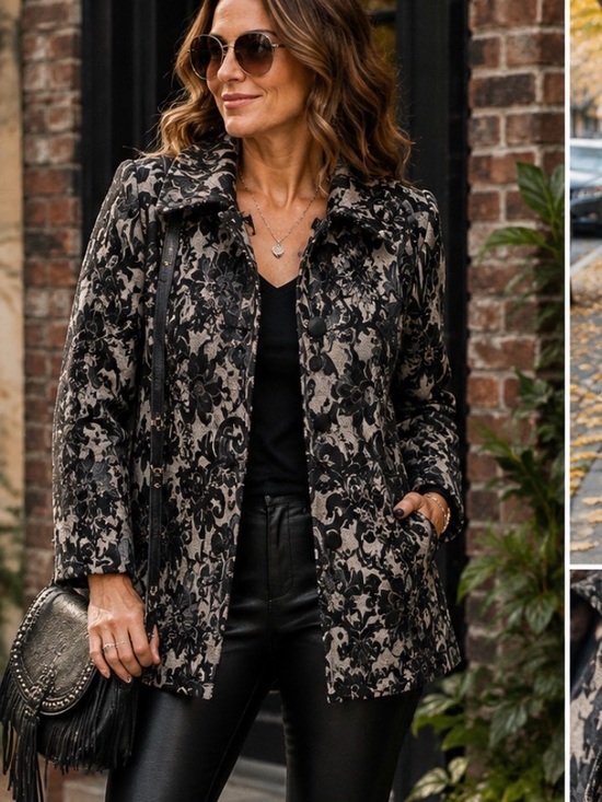 cleo Jackets & Blazers - Cleo Tapestry Floral Jacket Size 14 Black Grey Statement Coat